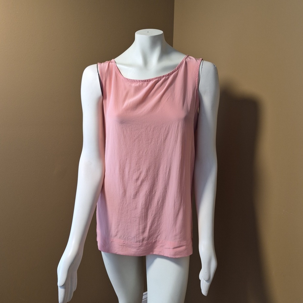 Diane Von Furstenberg Pink 100% Silk Scoop Neck Sleeveless Tank Top S